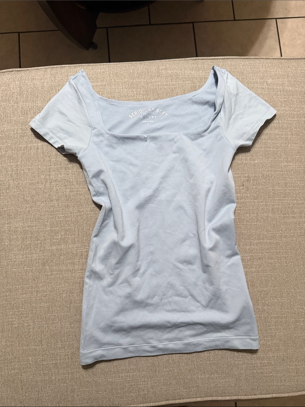 Aeropostale Light Blue Scoop Neck Short Sleeve Tee